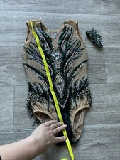 Beautiful competition Swarovski Rhythmic Gymnastics Leotard 8-10 yo 135 W/crown
