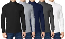 Men's Long Sleeve Turtle Neck T-Shirt Tee Layer Cotton Blend Outerwear NEW