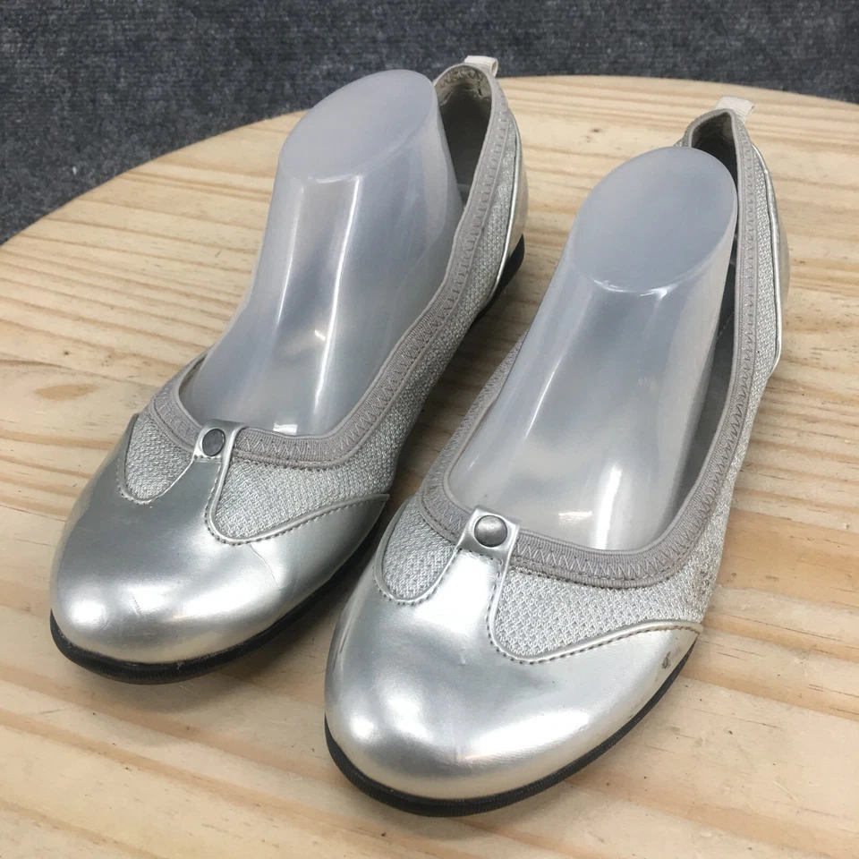 Laura Ashley Shoes Womens 7.5 M Wenlock Slip On Flats Silver Faux Leather Low - Image 3 of 4