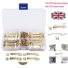 100x Sawtooth Picture Frame Wall Hangers Hardware Hanging Set with 200 Screws UK