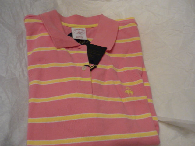 Brooks Brothers 346 Polo/T-shirt, Pink w/Yellow size