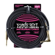 Ernie Ball 25ft Black Braided Straight/Angle Instrument cable P06058