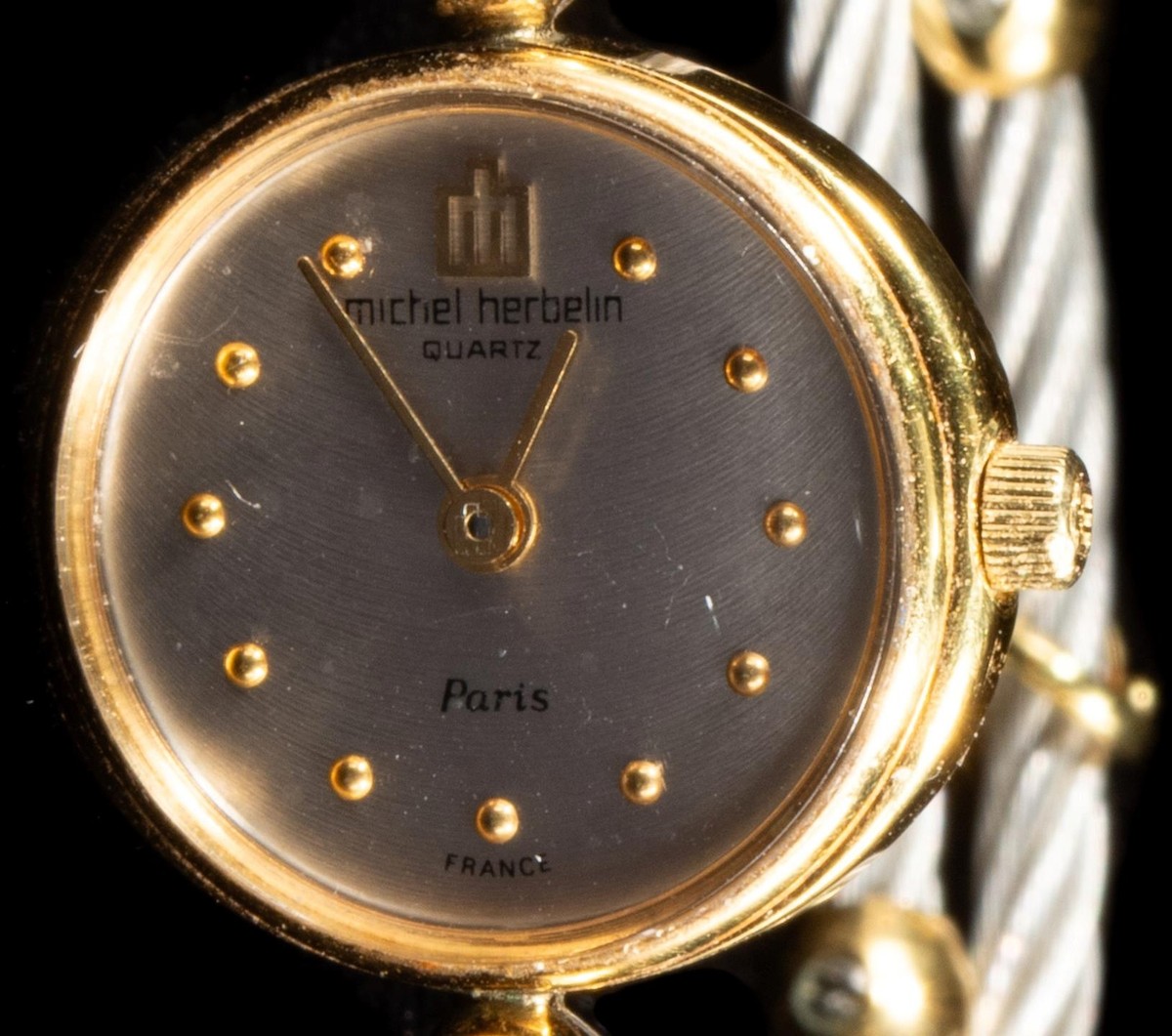 Michel Herbelin Paris Hinged Cable Watch Gold Plated and Michel Herbelin Paris Hinged Cable Watch Gold Plated and