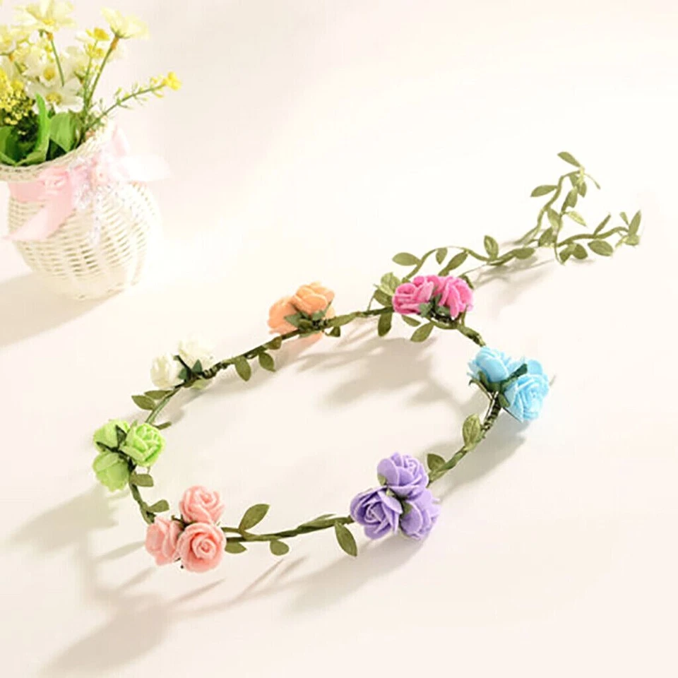 Floral Leafy Headbands Crown Bridal Wedding Prom Party Festival Hair Accessories - Image 2 of 2
