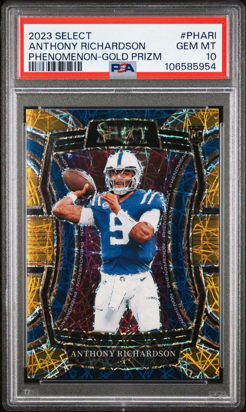 Anthony Richardson 2023 Panini Select Phenomenon Gold Prizm RC /10 PSA 10! Pop 1