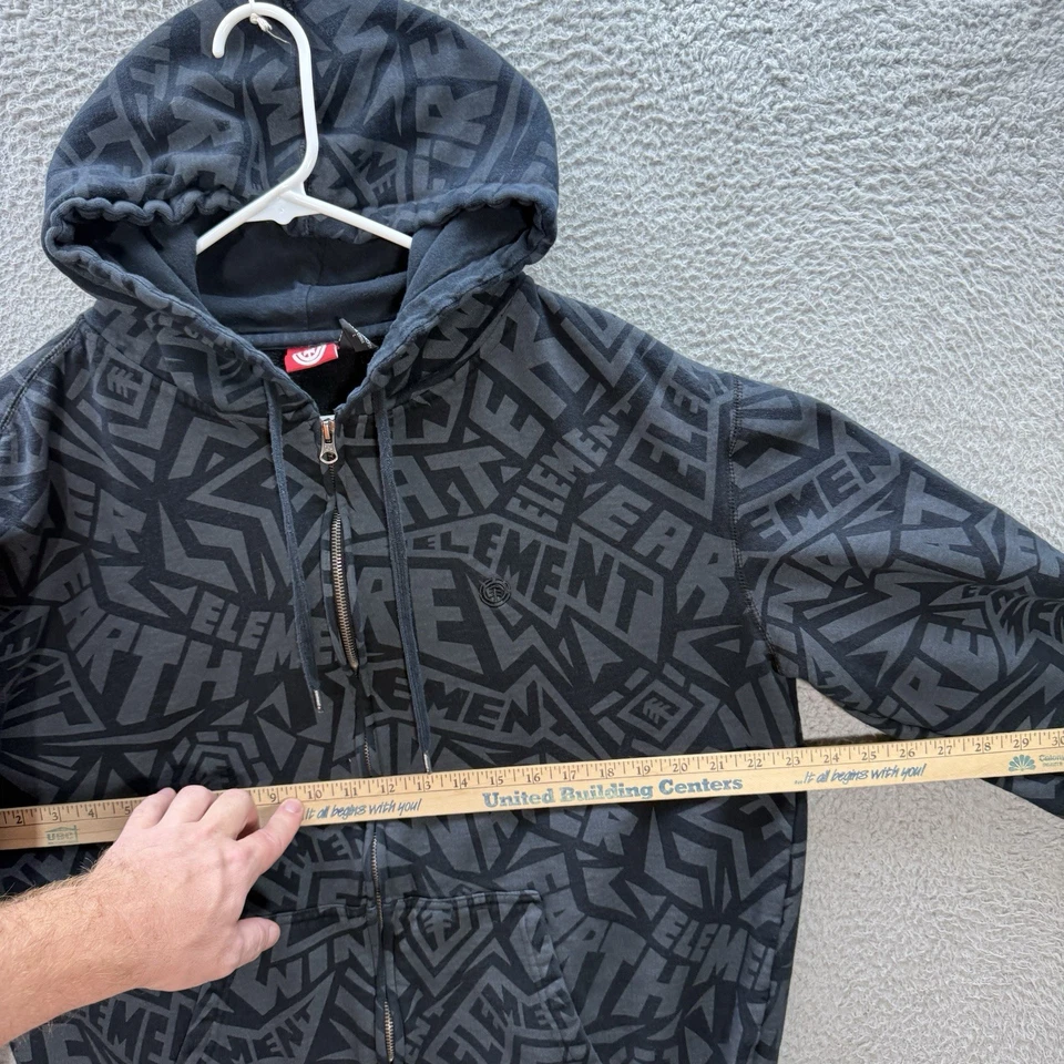 Sudadera De Colección Element Skateboards Adulto Grande Negra Sudadera con Capucha Patinador Y2K AOP Foto 3 de 4