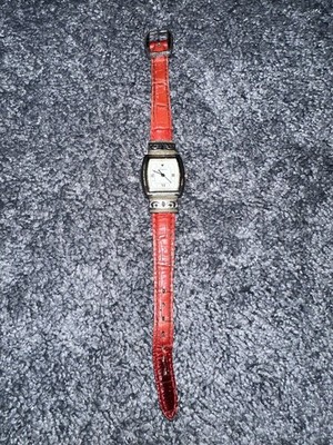 Women's Brighton Embossed Leather Two Way Watch Red And Black