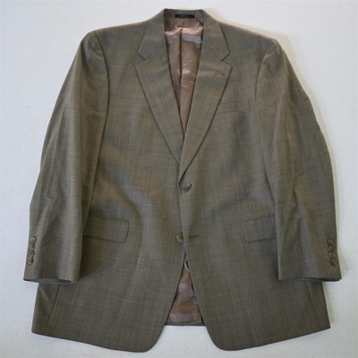 Hart Schaffner Marx 44R Brown Glenn Check 100% Wool Blazer Jacket Sport Coat