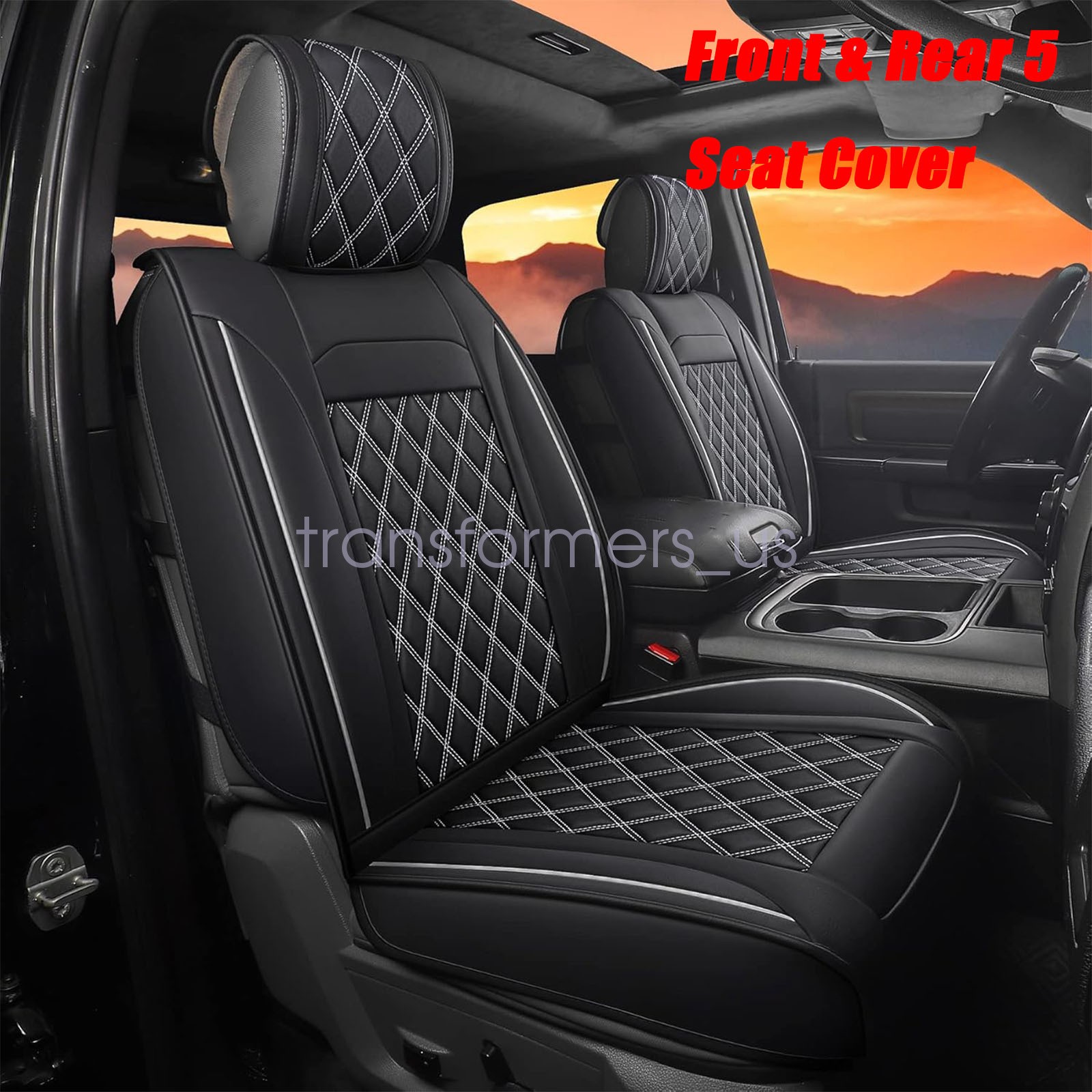 Car 5-Seat Covers Full Surround Set Leather Cushion For 2009-2024 Dodge Ram 1500