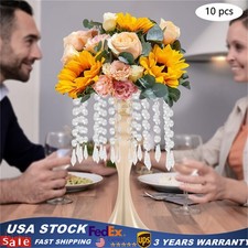 10pcs Gold Flower Stand for Wedding Table Centerpieces Crystal Flower Vases