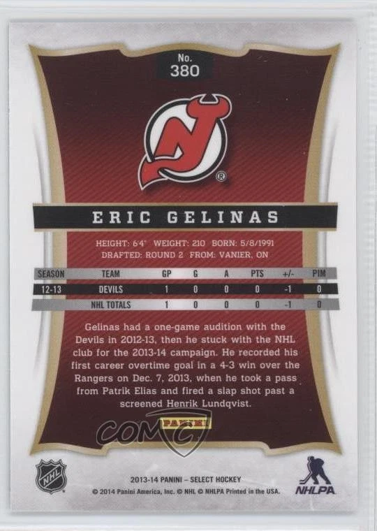 2013-14 Panini Rookie Anthology Select Update Rookie Eric Gelinas #380 RC - Image 2 of 2