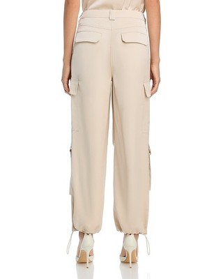 Aqua L94604 Womens Champagne Satin Drawstring Hem Cargo Pants Size