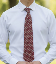 Burberrys Silk Tie Red Beige Navy USA Hand Sewn 4" Business