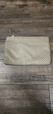 Vintage Whiting and Davis Ivory Metal Mesh Clutch Bag With Zip Top.   Box37
