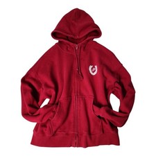 PINK Victoria's Secret Zip Up Hoodie Women M Red Varsity Athleisure Collegiate