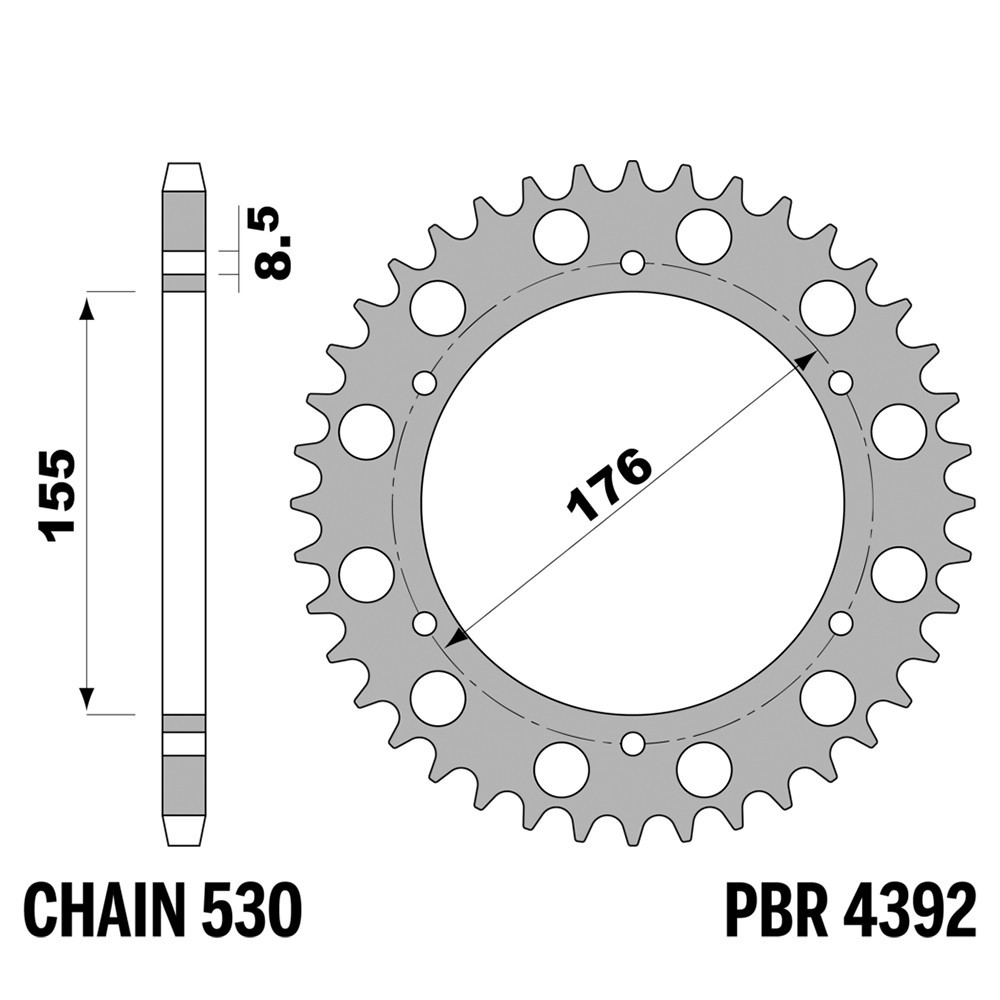 Pignon arrière PBR pas 530 43 dents pour moto Triumph Speed Triple T509 900 de 1997 1998