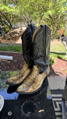 ACME Vintage Boots Mens 9.5 READ!! Cowboy Python Snakeskin Leather Western Rodeo