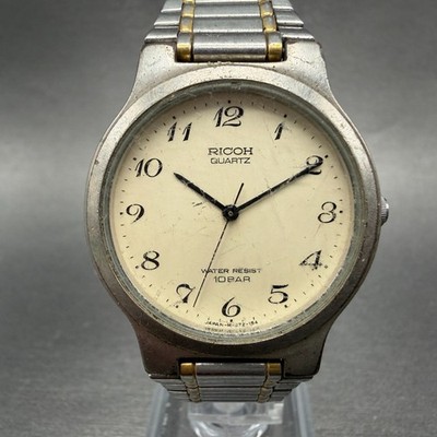 Ricoh Watch Men 32mm Cream Dial Two Tone Round 272055 New Battery