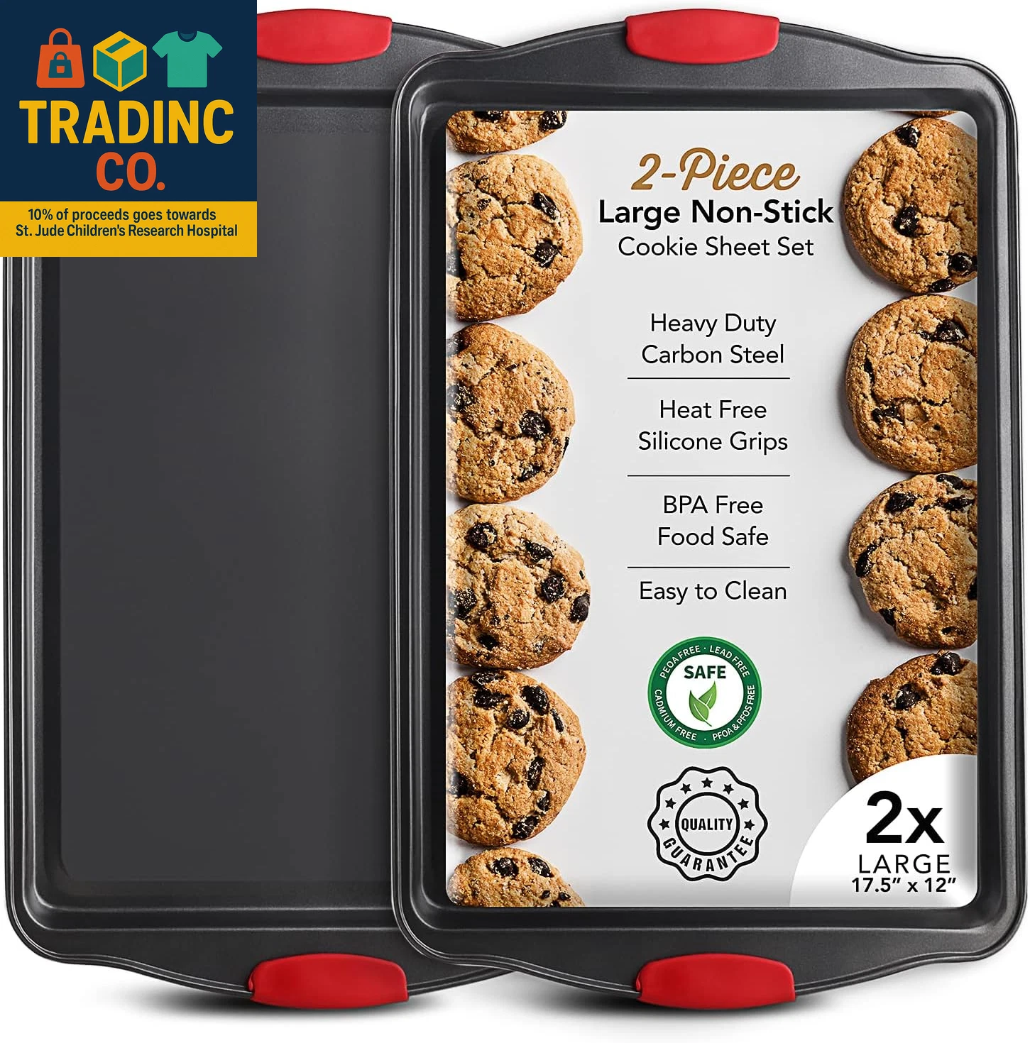 Baking Sheet Set, 2-Piece Large Cookie Sheet Set with Silicone Handles, Steel Ba
Opens in a new wind