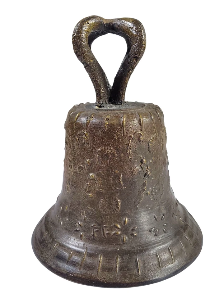 Antique Spanish Mexican Mission Church Bell Bronze Heavy  7" Tall - Image 3 of 4