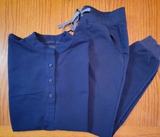 FIGS Technical Collection Scrub Set Womens XS Navy Blue Jogger Pants Top XSMALL