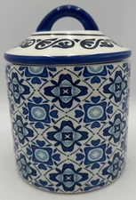 Blue Harbor Canister Blue & White Mediterranean Floral Classic Timeless