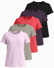 5 Pack: Girls Short Sleeve Breeze Tech Athletic Shirts   Moisture-Wicking Spo...