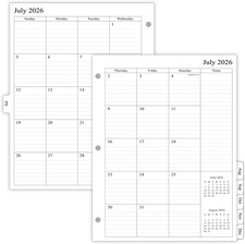 2026-2027 Monthly Planner Refill for 3 Ring Binder, Jul 2026 - Dec 2027, Two Pag