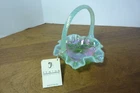 Vintage Fenton Glass Green Opalescent Iridescent 95th Anniversary Basket