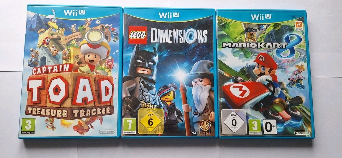 3x Nintendo Wii U Games, Mario Kart 8, Lego Dimensions, Captain
