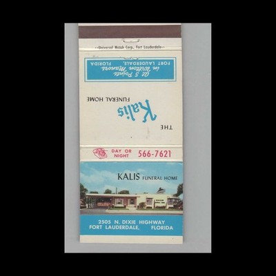 Matchbook Cover Kalis Funeral Home Ft. Lauderdale, FL