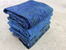 Indian Natural indigo dyed cotton kantha throw vintage reversible blanket quilt