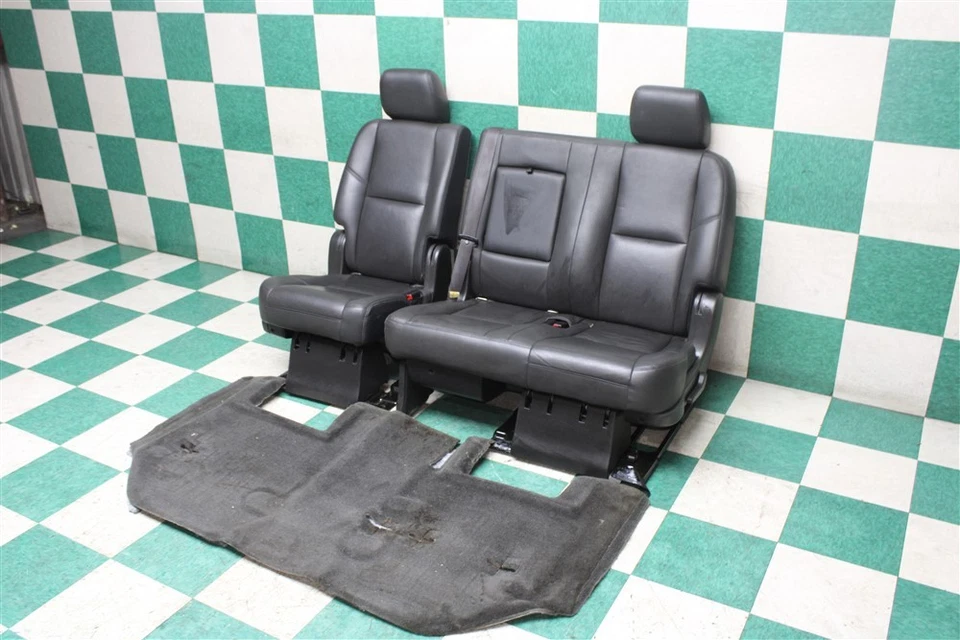 *WEAR* 13' YUKON LWB Black Leather Rear 2nd Row Bench Seat Assembly Carpet Trim Foto 2 de 4