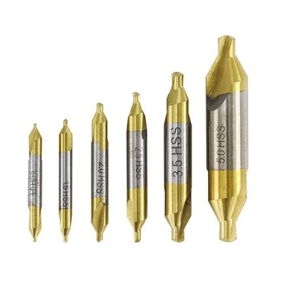 HSS Center Bohrer TiN beschichtet Kombi Senker Bohrloch 6 Stück Set