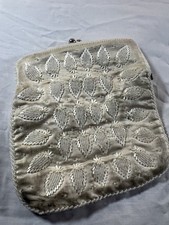 Vintage Beaded Clutch Purse eveningwear White