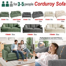 Modern 2/3/4 Seater Corduroy Sofa with 2 Bolster Home Room Couch Sofa Soft