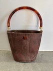Vintage Etro 1997 Paisley Coated Canvas & Leather Top Handle Bag Crossbody