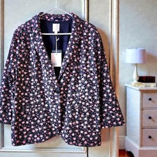 Lauren Conrad Dark Blue Floral Jacket Cottagecore Casual Office Blazer /XL