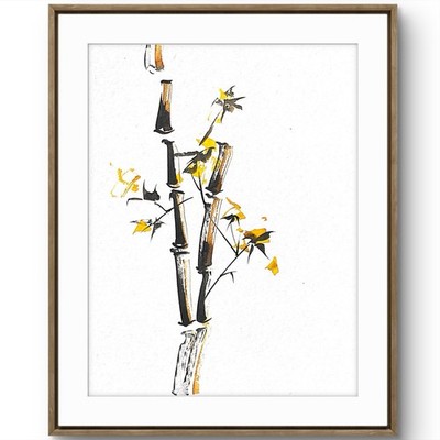 TITA PAINTZ Original Chinese Japanese Acrylic Ink Bamboo Painting 9x12 Wall Art