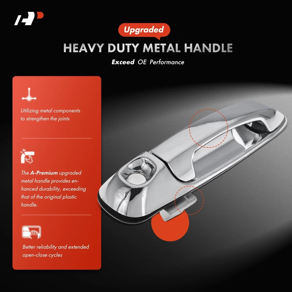 Manija de puerta exterior de metal cromado mejorado A-Premium 2x para Dodge Ram 1500 Dakota Foto 3 de 4