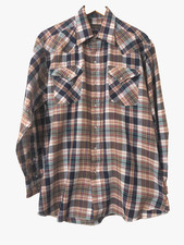 Vintage Panhandle Slim Western Plaid Pearl Snap Shirt 16-33 Large made in USA