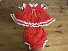 Bryan Girls 24M 2pc Red Dot Ruffle Lace Trim Dress Set USA Vintage EUC — photo 1