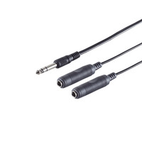 Audio Klinken Y-Adapter Splitter 6,3Mm Stecker Auf 2X 6,3Mm Buchse 0,2M Schwarz