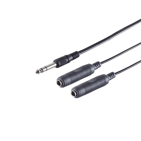 Audio Klinken Y-Adapter Splitter 6,3Mm Stecker Auf 2X 6,3Mm Buchse 0,2M Schwarz-image