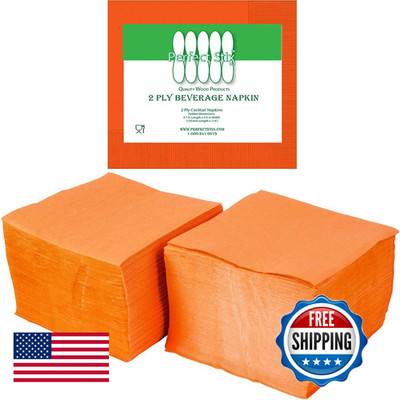 Perfectware 2 Ply Orange-200 Orange Beverage Napkin Package Of 200Ct- 2-Ply 2.5
