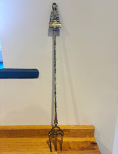 Vintage Brass Toasting Fork with Mayflower Ship emblem