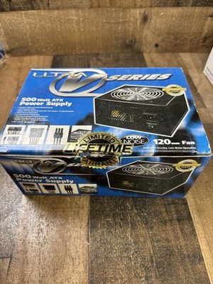 Ultra V Series 500 Watt ATX Power Supply Low Noise 120mm Fan New in Box