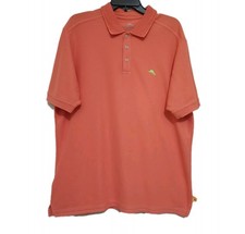 TOMMY BAHAMA Golf Polo Shirt size Large Orange Short Sleeve Green Marlin Casual