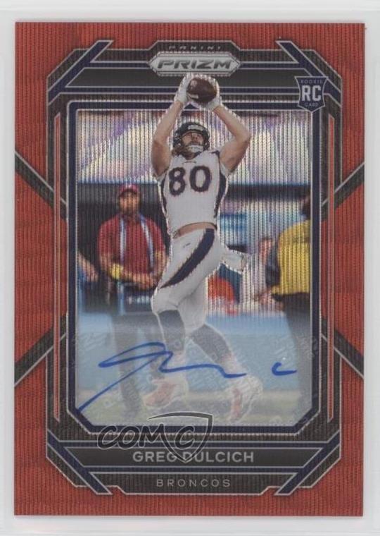 2022 Panini Prizm Rookies Red Wave 39/149 Greg Dulcich #360 Rookie Auto RC 10zi