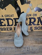 Hotter Donna Vintage 1940s Style Duck Egg Suede Shoes UK 5 US 7 EU 38 EXF